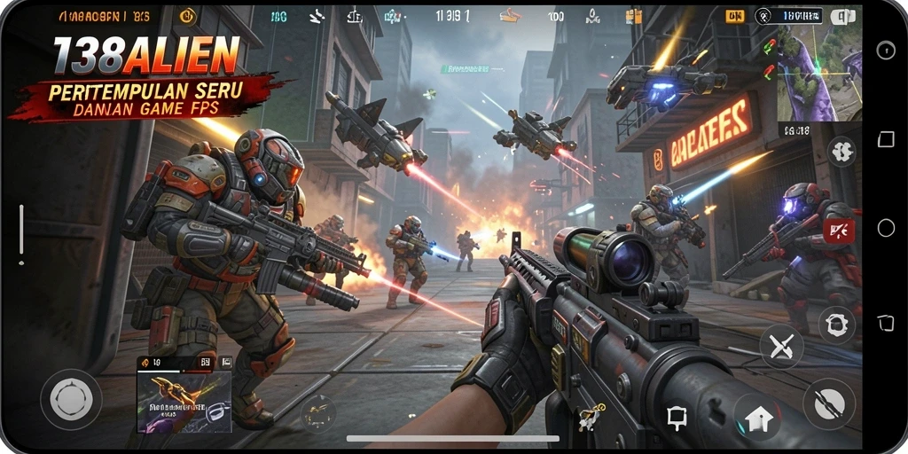 Screenshot menunjukkan aksi seru dalam gameplay FPS.