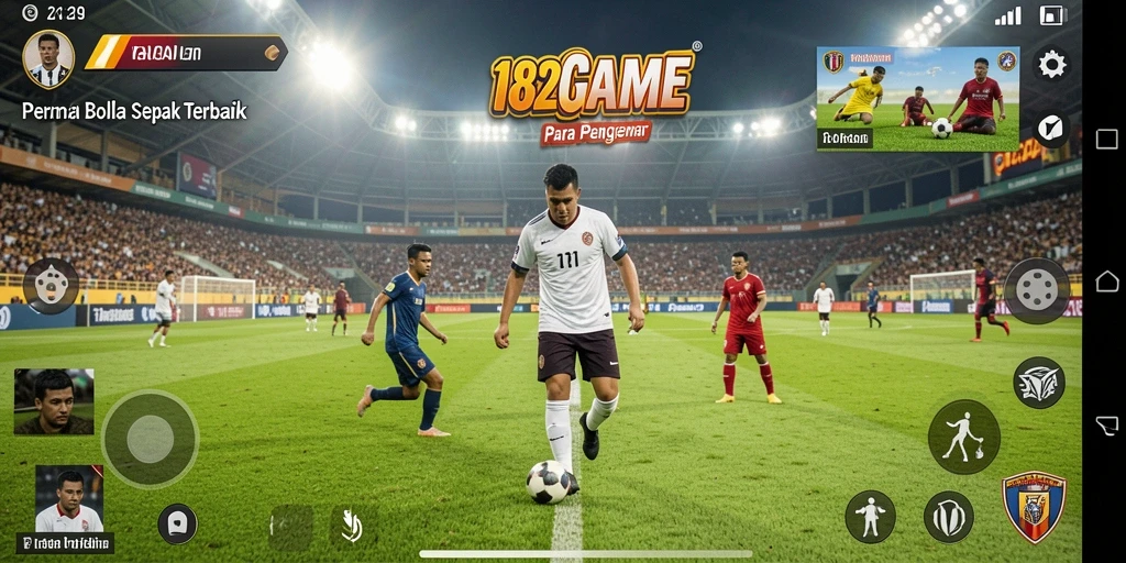 Screenshot gameplay 182GAME dengan aksi sepak bola yang mendebarkan.