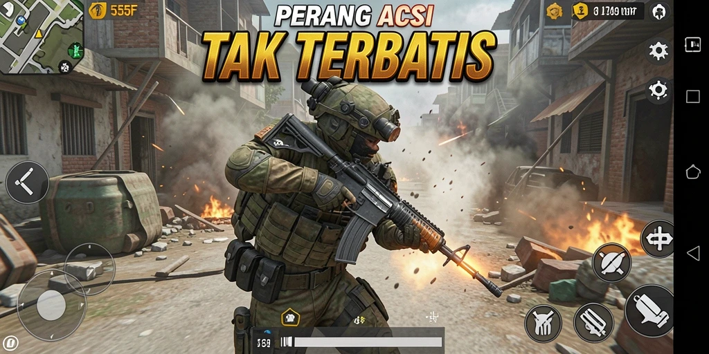 Tampilkan aksi tembak-menembak yang mendebarkan dalam 555F.