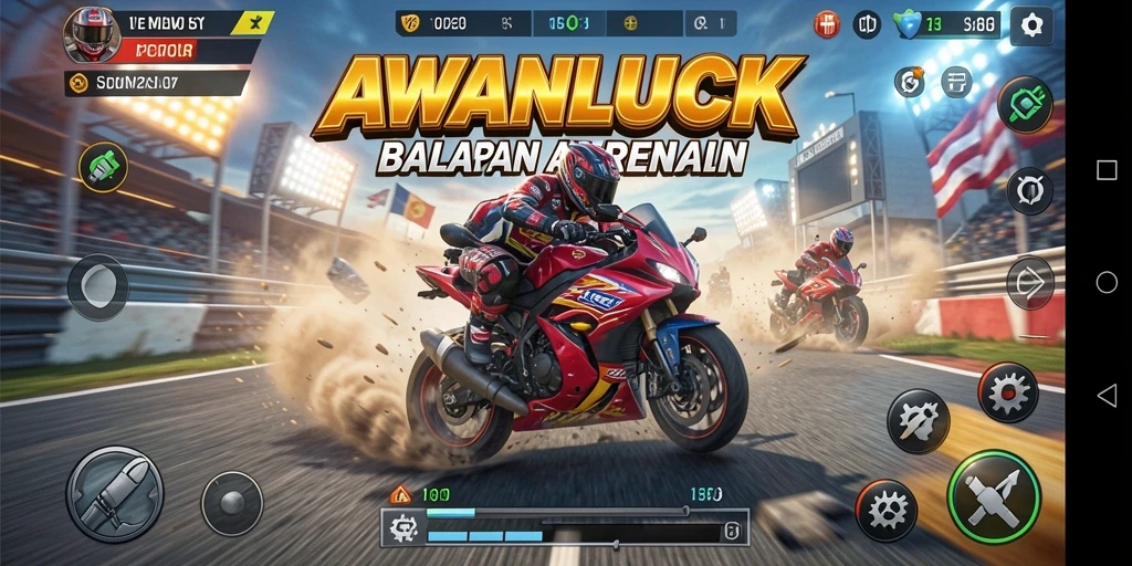 Screenshot AWANLUCK menampilkan aksi balapan penuh kecepatan.
