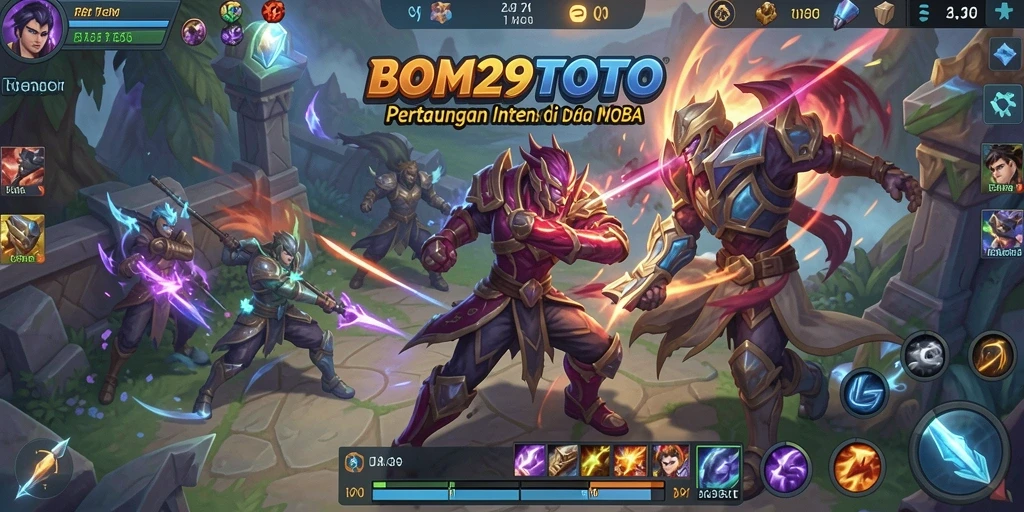 Tampilan seru gameplay MOBA di BOM29TOTO.