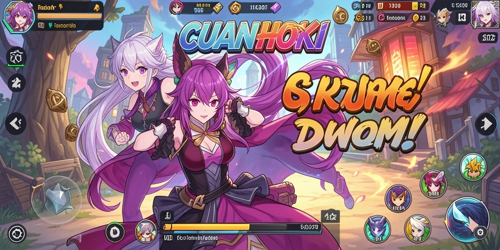 Screenshot menunjukkan karakter dalam pertarungan anime yang seru.