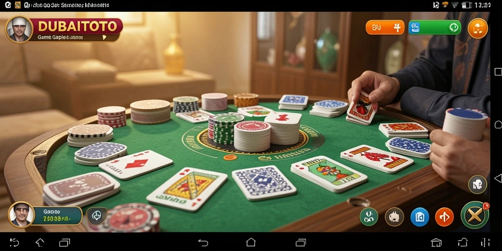 Gameplay seru Gaple DUBAITOTO dengan antarmuka menarik.