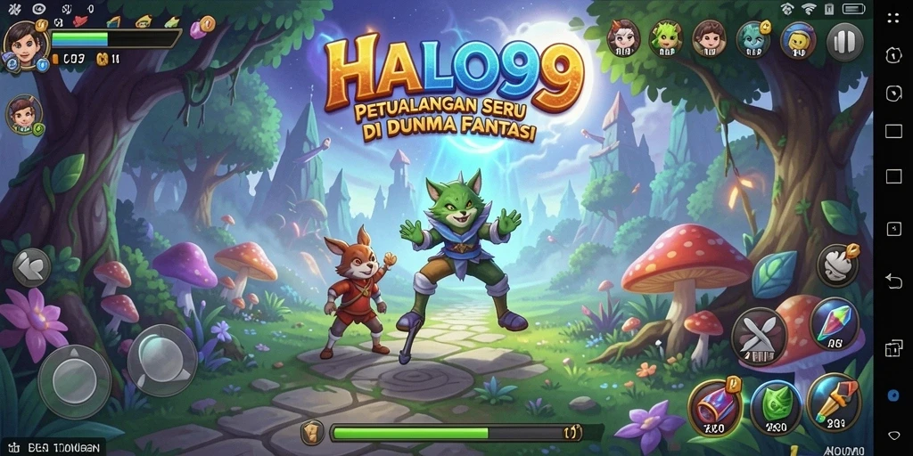 Tampilan menakjubkan dari gameplay petualangan HALO99 yang penuh warna.