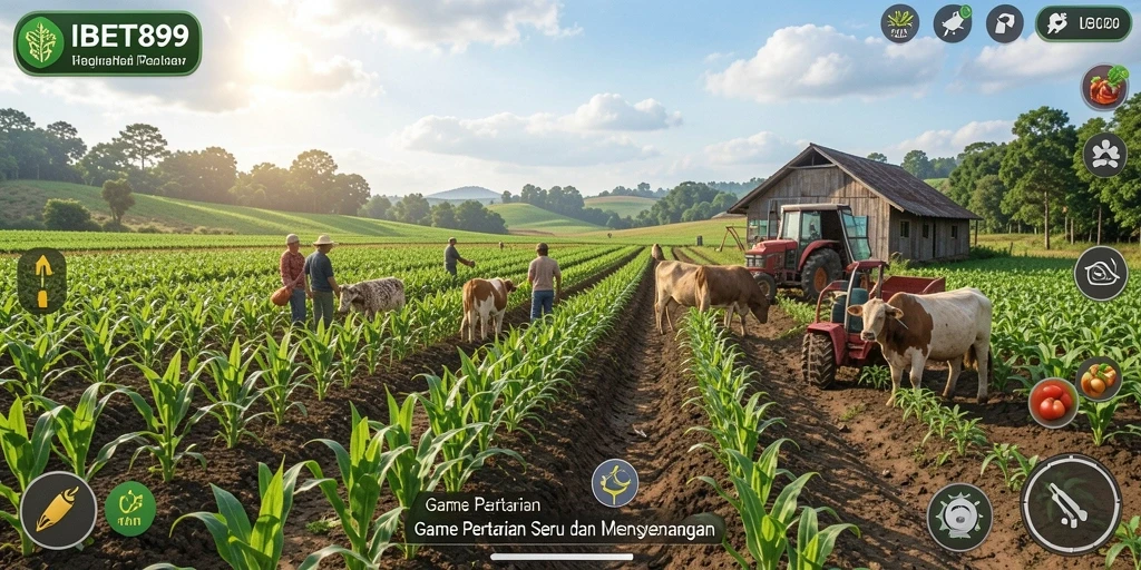 Tampilan menarik dari gameplay <strong>IBET899</strong> dengan petani yang merawat tanamannya.