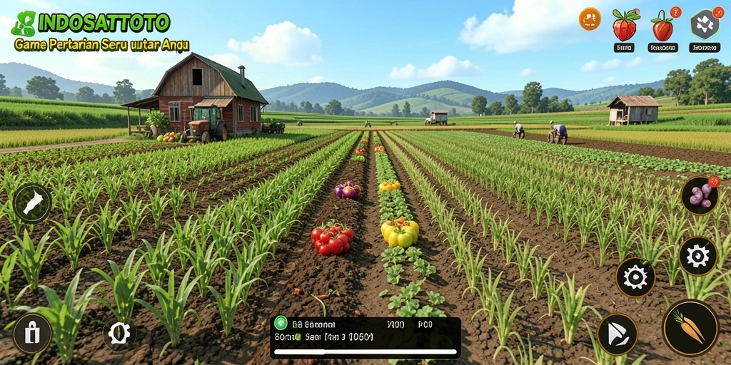 Screenshot INDOSATTOTO menunjukkan gameplay seru dalam bertani.