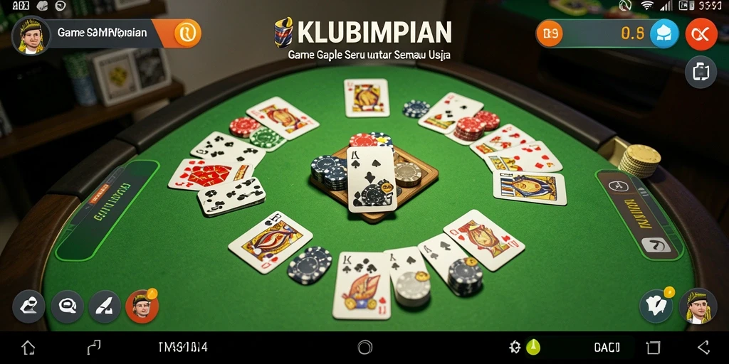 Screenshot gameplay KLUBIMPIAN dengan suasana seru bermain Gaple.