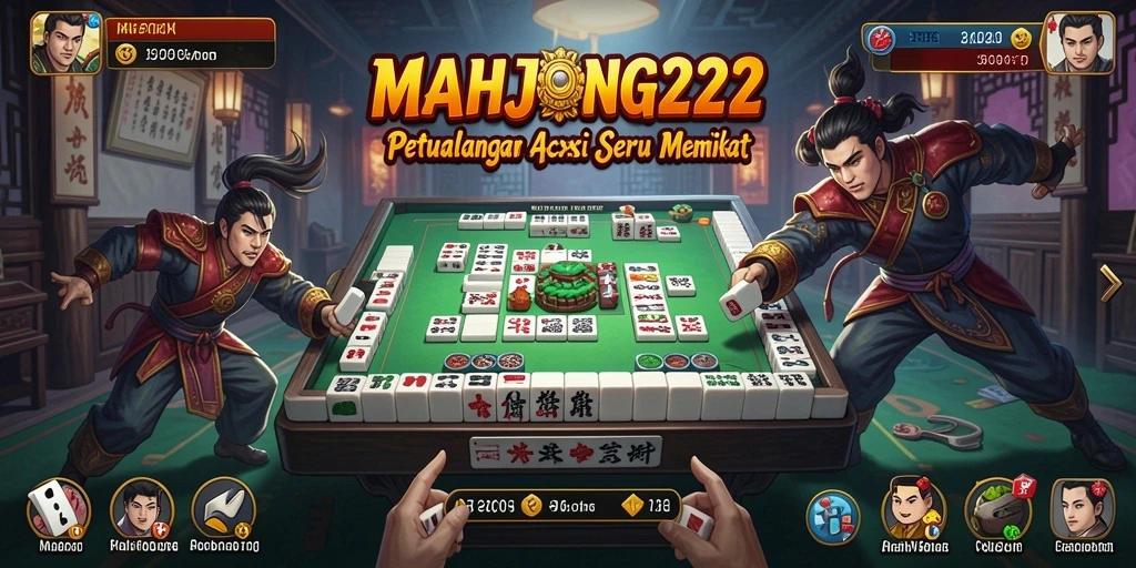Tampilan gameplay aksi seru MAHJONG222 di layar.