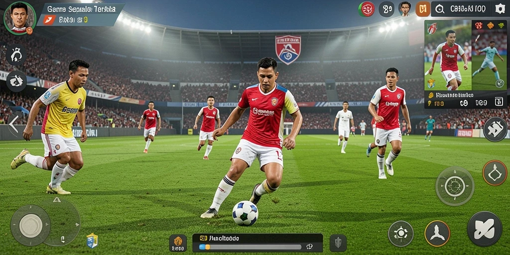 Tampilan gameplay menarik dari V89 dengan nuansa sepak bola yang kental.