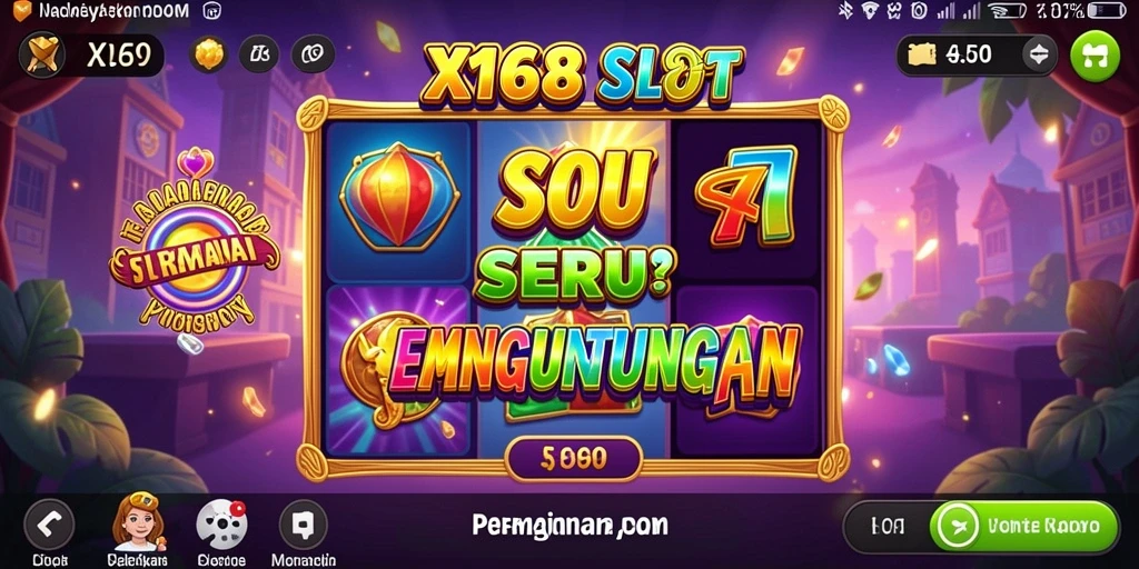 Screenshot gameplay X168 menampilkan suasana permainan slot yang mendebarkan.