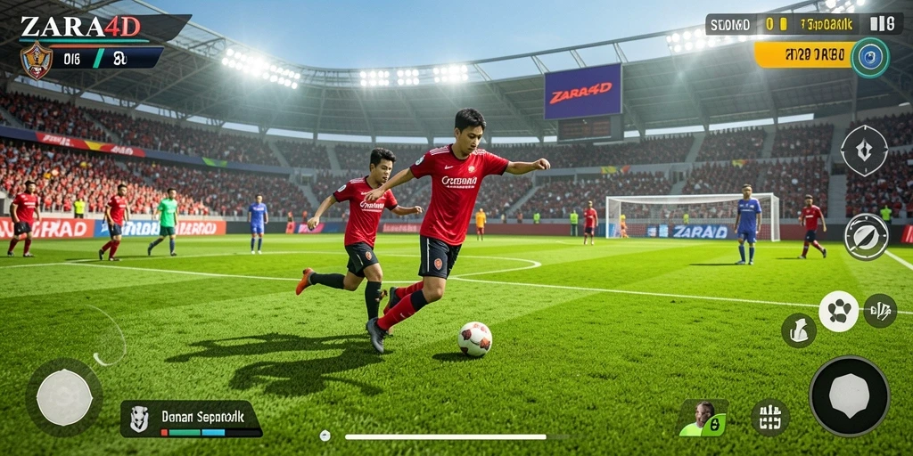 Tangkapan layar gameplay ZARA4D menampilkan aksi sepak bola yang mendebarkan.
